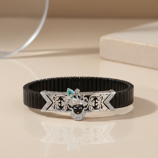 Pure Silver Krishna Design Bracelet
