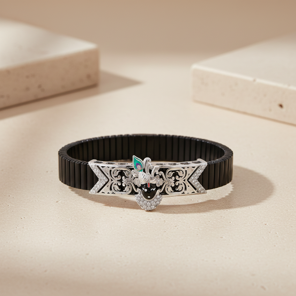 Pure Silver Krishna Design Bracelet