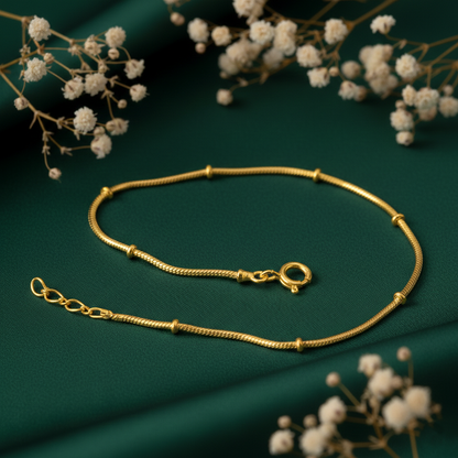 Pure Silver Snake Chain Bracelet with Bead Spacers