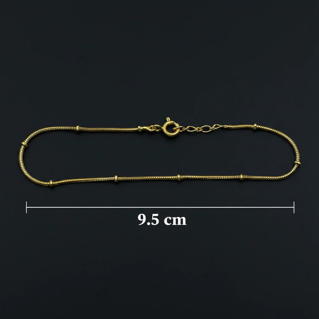 Pure Silver Snake Chain Bracelet with Bead Spacers for Women
