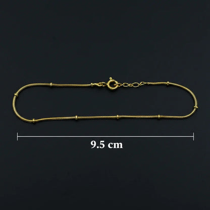 Pure Silver Snake Chain Bracelet with Bead Spacers for Women
