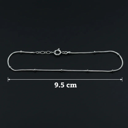 Pure Silver Snake Chain Bracelet with Bead Spacers for Women
