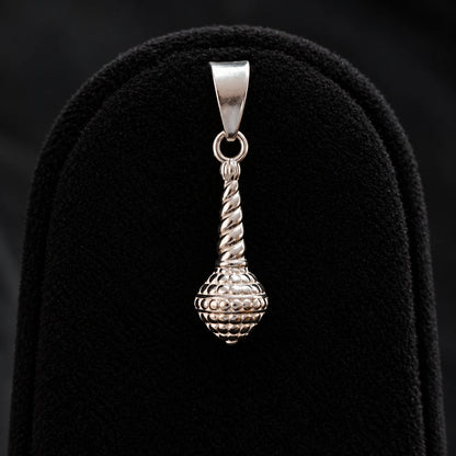 Pure Silver Spiral Ball Pendant with Intricate Beaded Detailing
