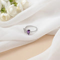 Purple Gemstone Butterfly Design Silver Ring