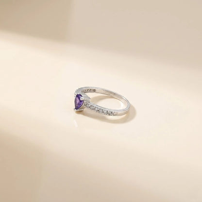 Purple Gemstone Silver Ring For Girls