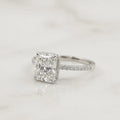 Radiant Cut Solitaire Diamond Halo Ring with Pavé Band 