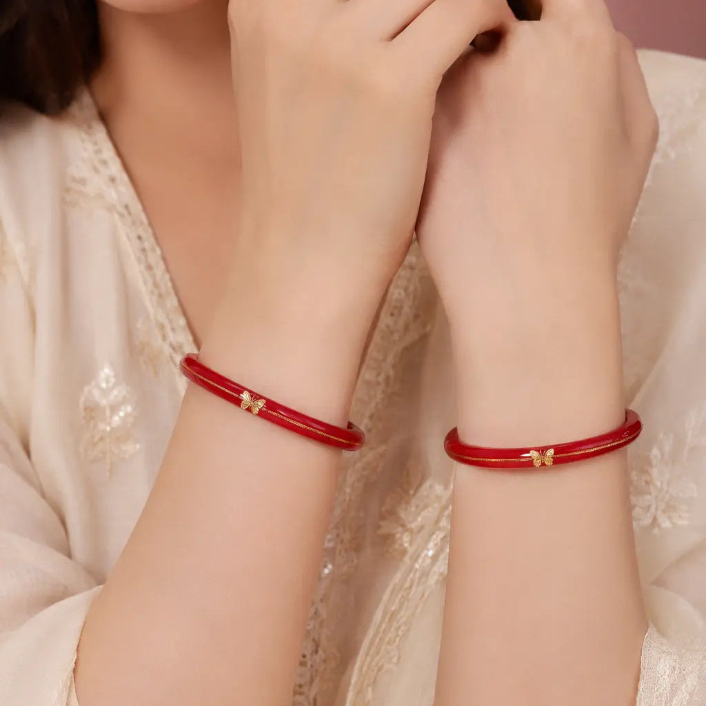 Red Butterfly Glass Bangles