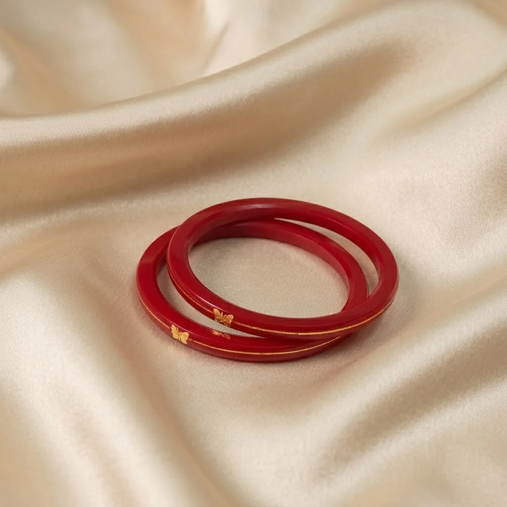 Red Butterfly Glass Bangles