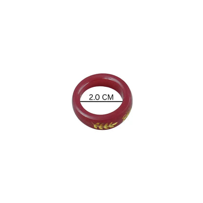 Red Heritage Band Ring with Gold Floral Motif Design