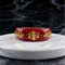 Red Heritage Band Ring with Gold Floral Motif Design
