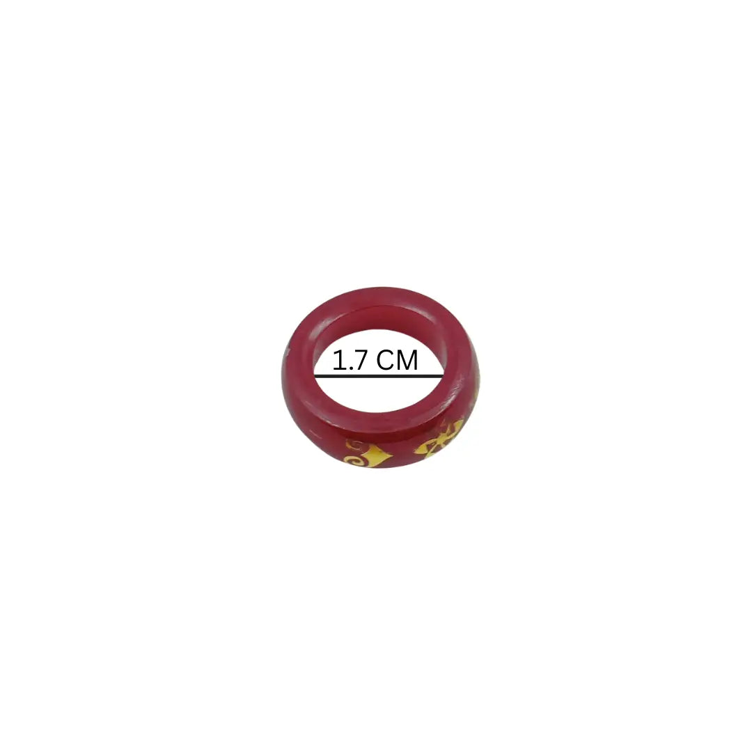 Red Resin Floral Ring with Gold Inlay – Traditional Vintage Statement Band