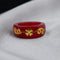 Red Resin Lucky Clover Ring with Gold Inlay – Vintage Minimalist Band Ring