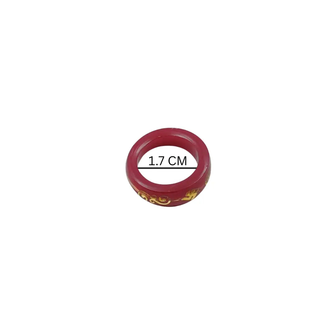 Red Swastika Symbol Ring – Traditional Lucky Charm Resin Band