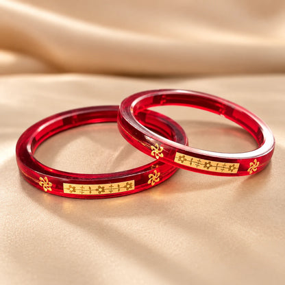 Red Designer Bangles with Elegant Golden Floral & Geometric Motifs