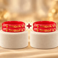 Red Designer Bangles with Elegant Golden Floral & Scroll Motifs
