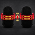 Red Designer Bangles with Elegant Golden Swirl & Floral Motifs
