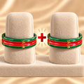 Red & Green Traditional Designer Bangles with Golden Swastika Motifs
