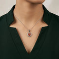 Red Heart Design Chain Pendant with Multiple Stones