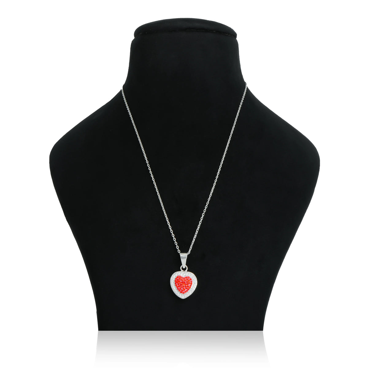 Red Heart Design Chain Pendant with Multiple Stones for Girls and Boys
