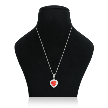 Red Heart Design Chain Pendant with Multiple Stones for Girls and Boys
