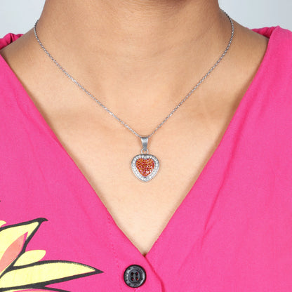 Red Heart Design Chain Pendant with Multiple Stones for Girls and Boys
