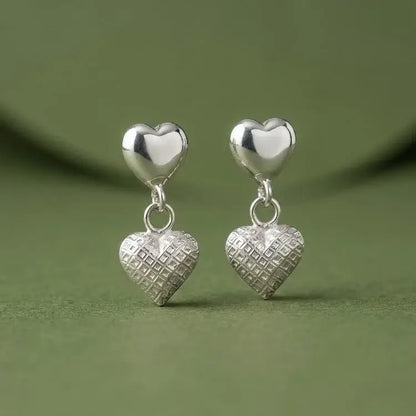 Romantic Heart Charm Silver Earrings