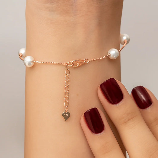 Rose Gold Plated Pearl Silver Bracelet for women
