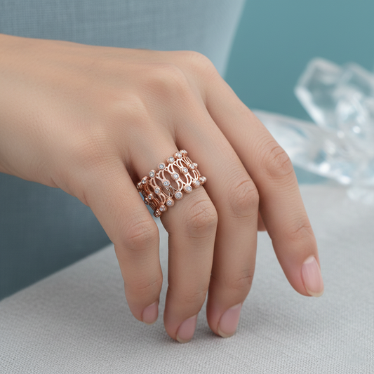 Rose Gold Two in One Ring Cum Bracelet for Women