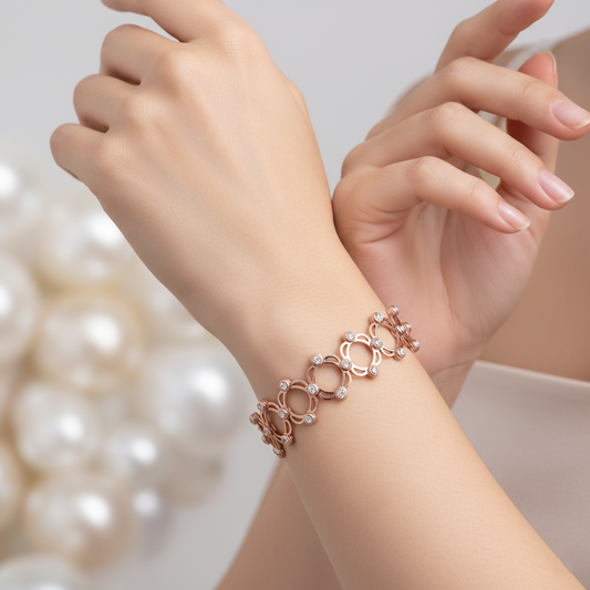 Rose Gold Two in One Ring Cum Bracelet for Women