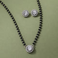 Round Solitaire Mangalsutra Set with Earrings for Women