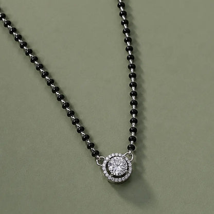 Round Solitaire Mangalsutra Set with Earrings for Women
