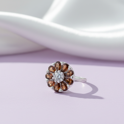 Round Flower Design Silver Toe Ring(Bichiya)