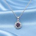 Round flower Dual-Tone Stone Silver Pendant
