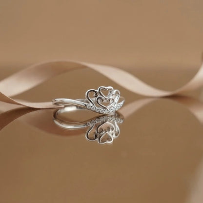 Royal Heart Crown Silver Ring 