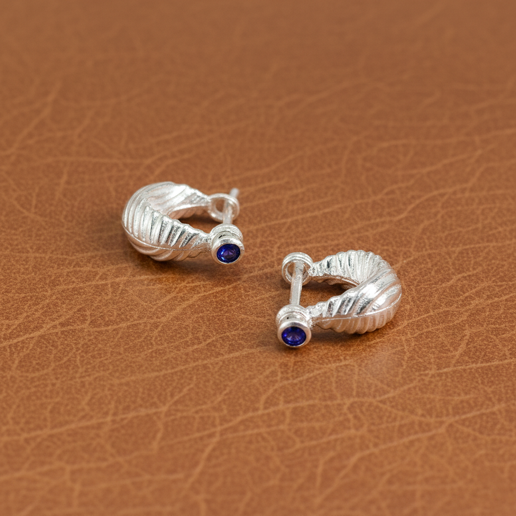 Royal Stone Textured Silver Bali For Boys