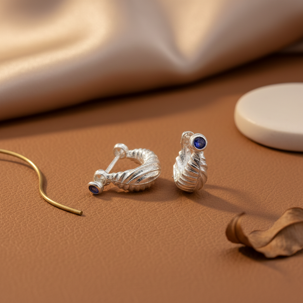 Royal Stone Textured Silver Bali For Boys