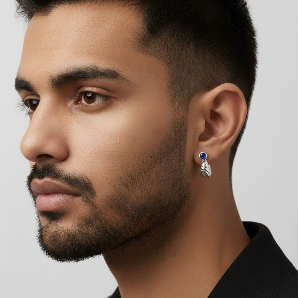 Royal Stone Textured Silver Bali For Boys