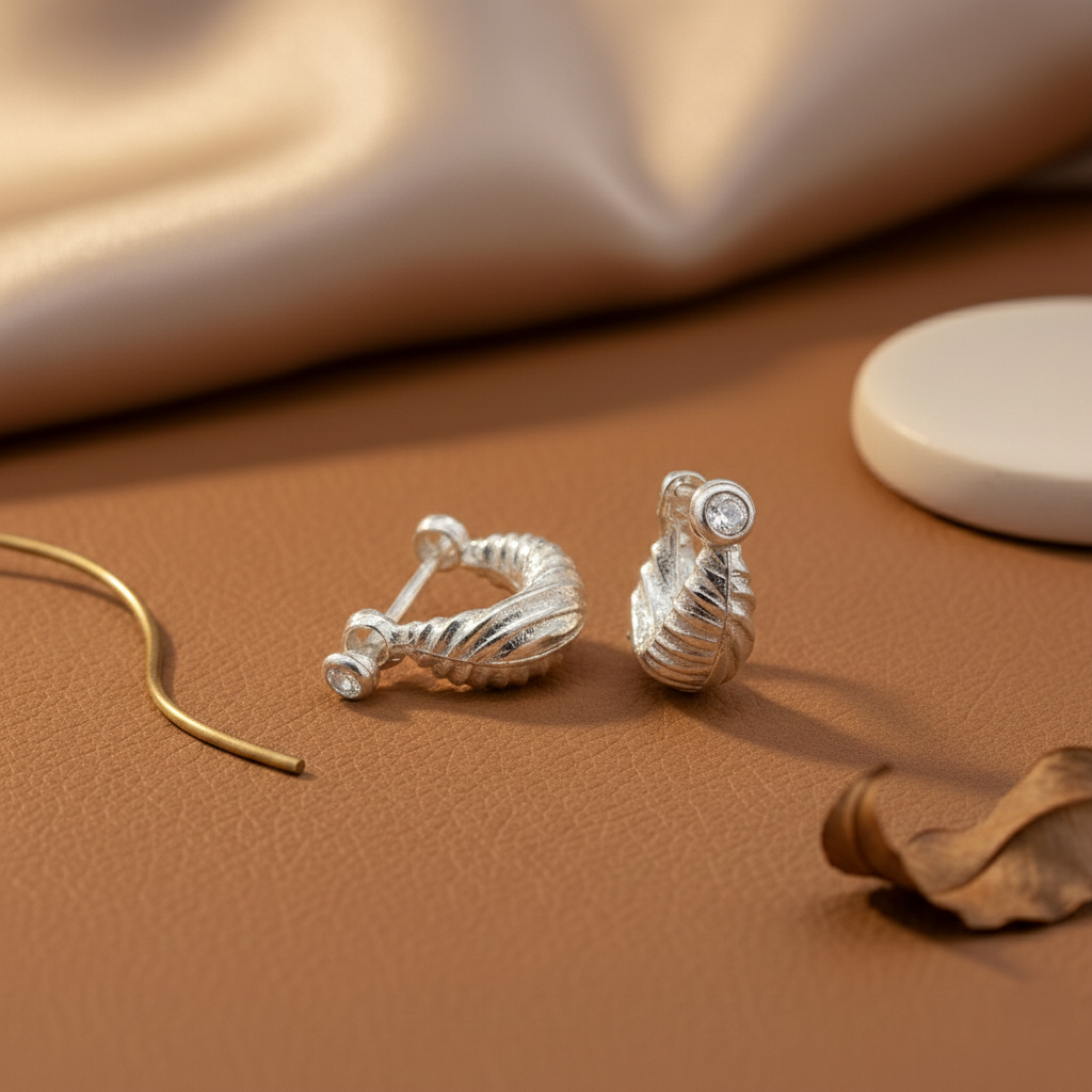 Royal Stone Textured Silver Bali For Boys