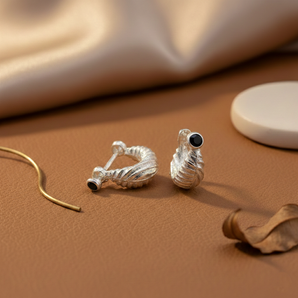 Royal Stone Textured Silver Bali For Boys