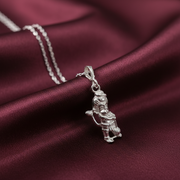Pure Silver Sankat Mochan Hanuman Ji Pendant with Detailed Religious Design