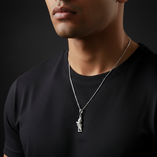 Sankat Mochan Hanuman Pendant in Pure Silver