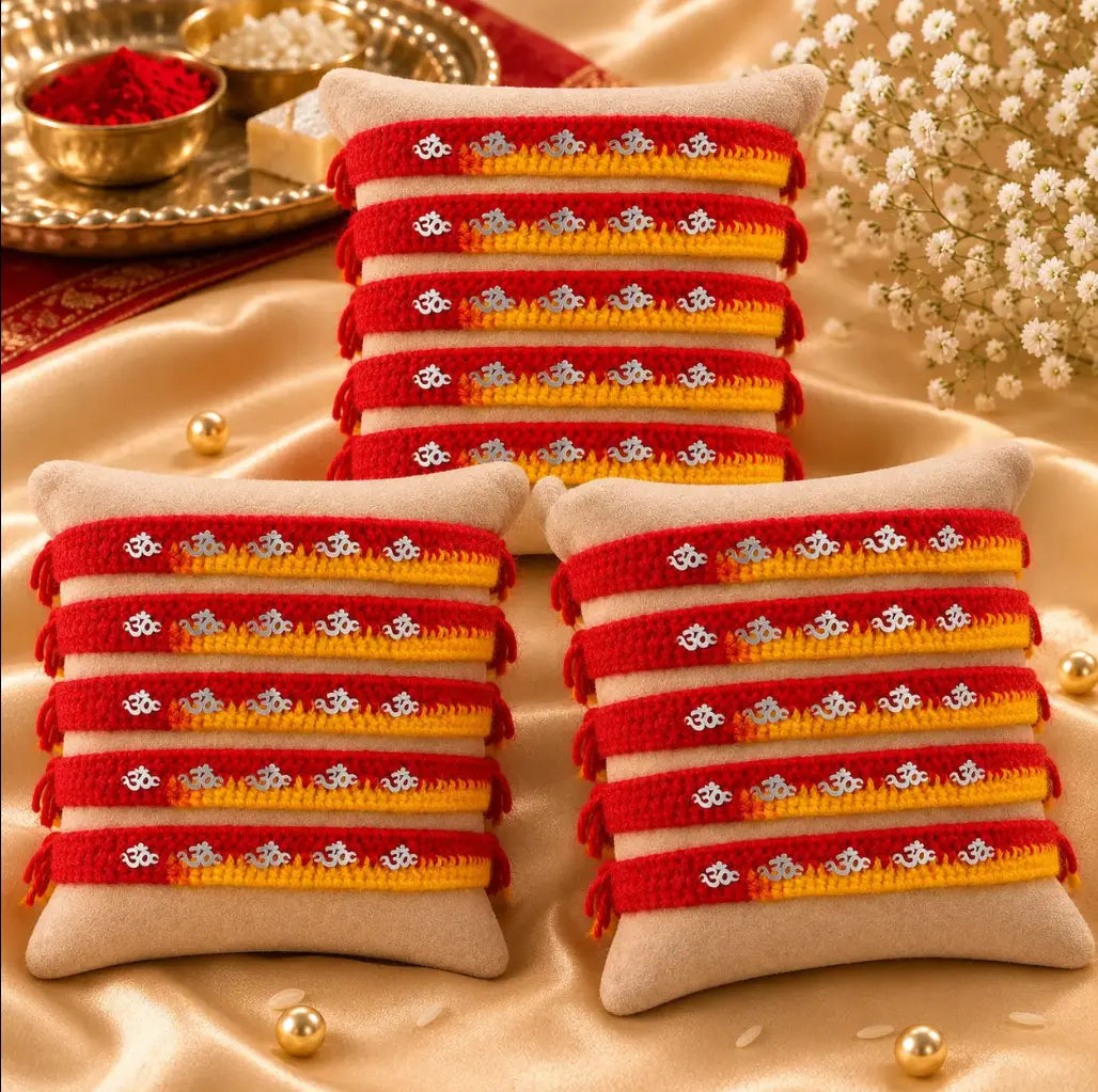 Silver Rakhi with Om Charm