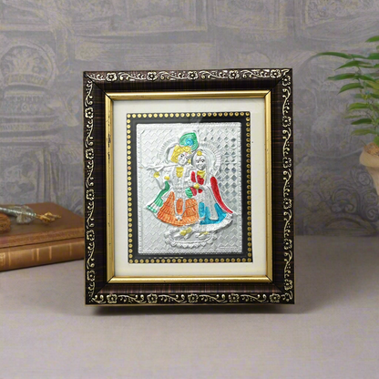 "Selfless Love of Radha-Krishna" Silver Picture Frame