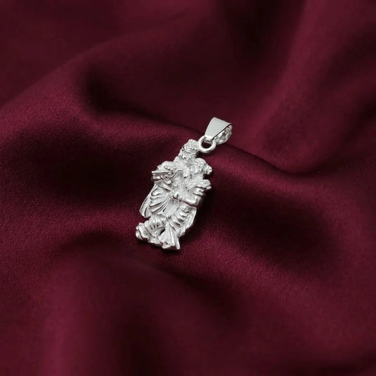 Shiny "Innocence Of Love" Silver Radha Krishna Pendant