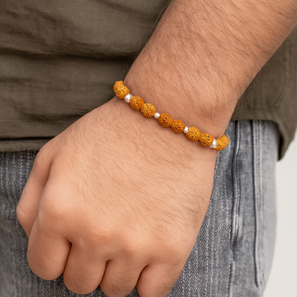 Shiv Energy Rudraksha Bracelet with Silver Accents