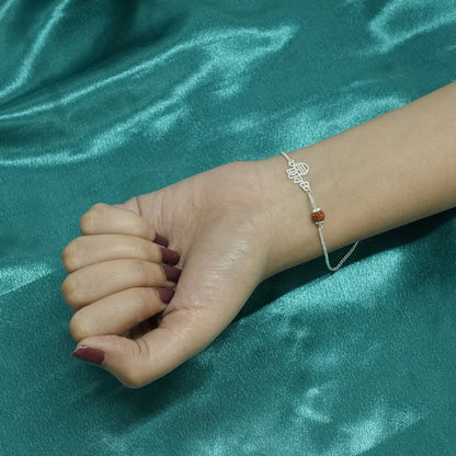 Shiv & Om Couple Silver Bracelets Adjustable Spiritual Band Set