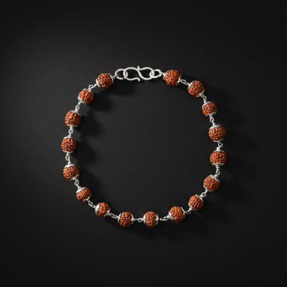 Shri Kedar Ruj Edition Silver Rudraksha Bracelet