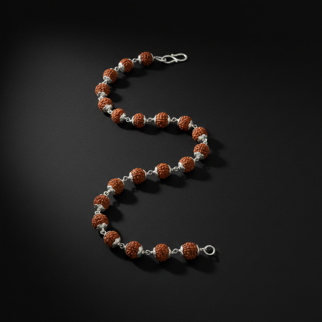 Shri Kedar Ruj Edition Silver Rudraksha Bracelet