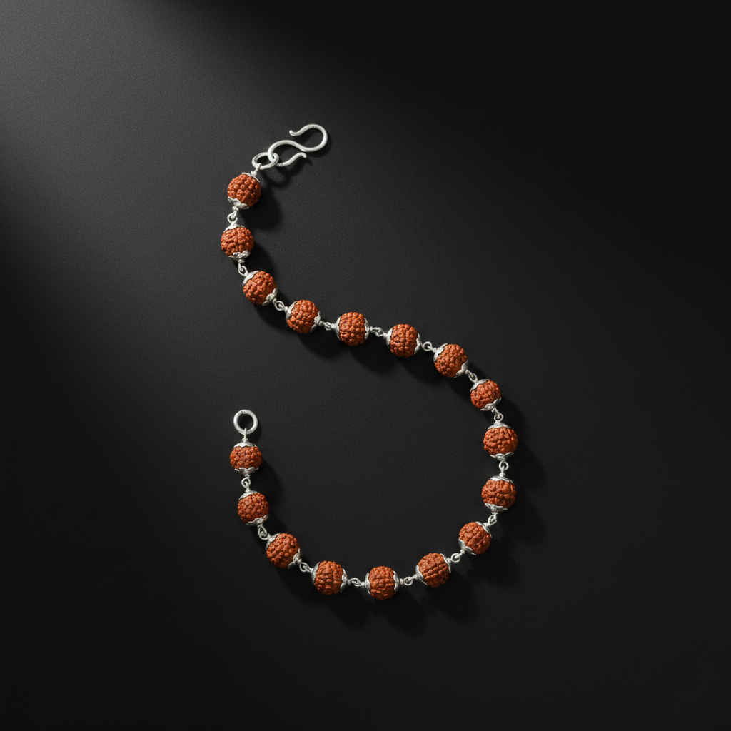 Shri Kedar Ruj Edition Silver Rudraksha Bracelet