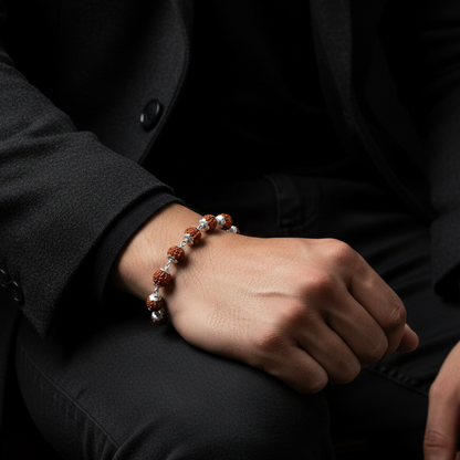 Shri Kedar Ruj Edition Silver Rudraksha Bracelet